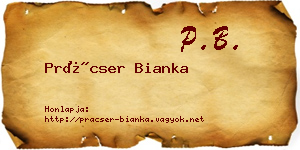 Prácser Bianka névjegykártya